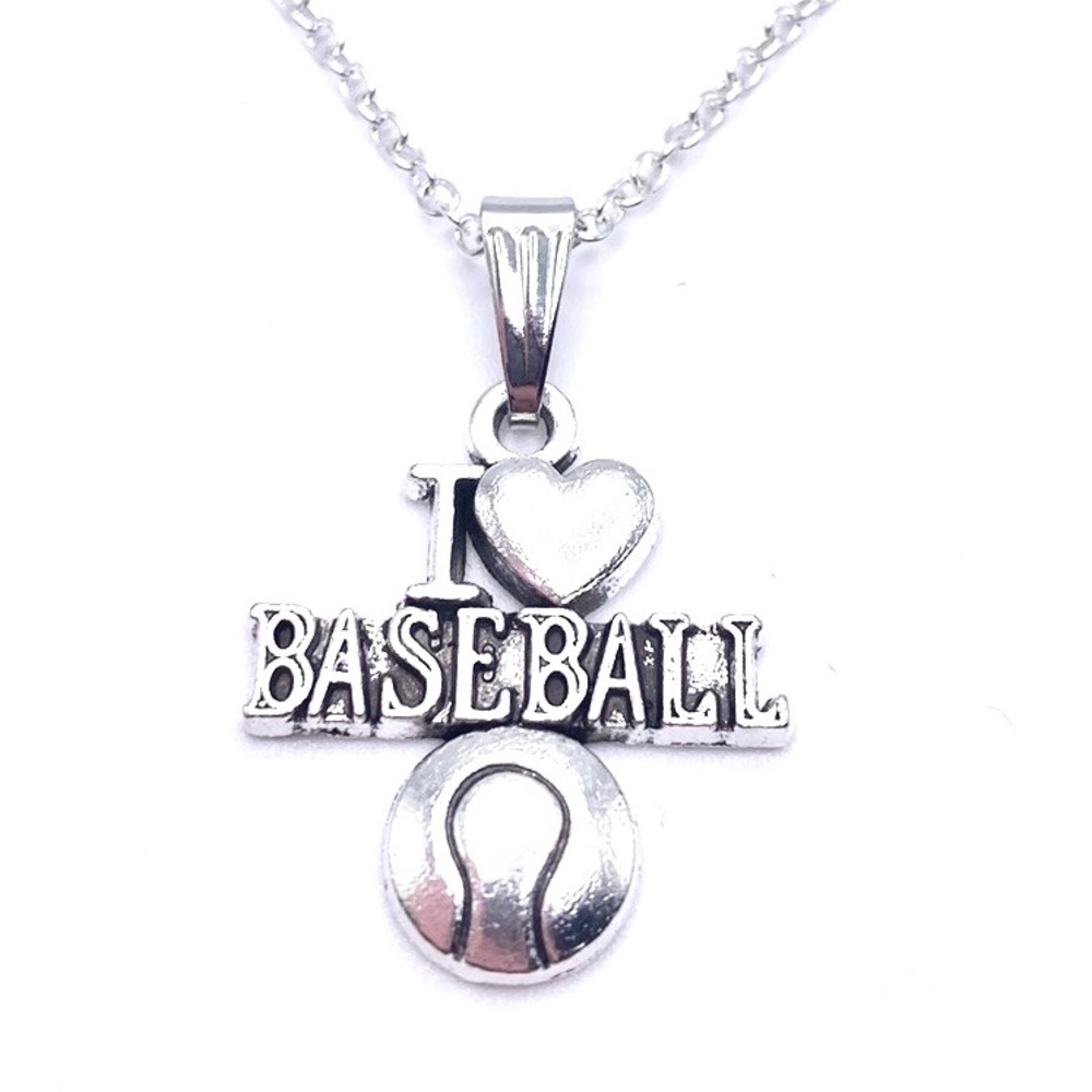 I Love Baseball Necklace May Be Personalized